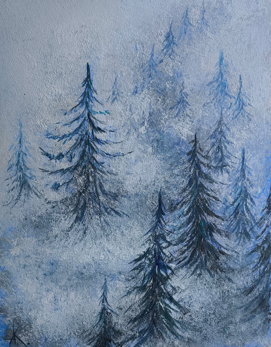 Impressionistic Landscape Oil Painting By Anastasia Kozorez, 12 X 16, Misty Forest, Original Artwork