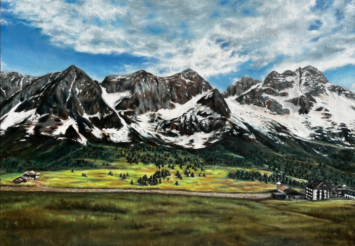 Photorealistic Oil Painting , Alpine Grandeur - Tonale Pass By Angelo Di Carlo, 28 X 20, Artwork For Sale On Artfinder
