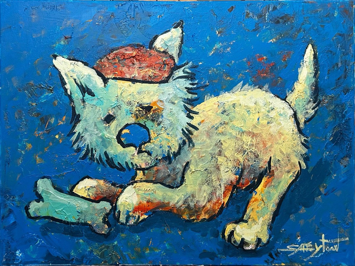 Illustrative Animal Acrylic Painting By Gabriella Delamater, 24 X 18, Original Painting 20X16 Bone, Original Artwork