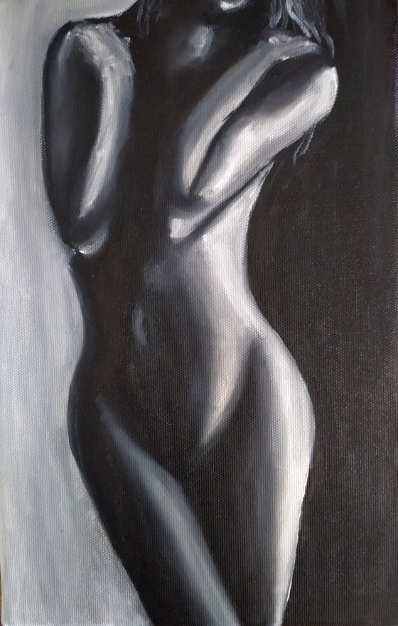 Miss you, honey. Nude erotic gestural girl oil painting, Gift art for home