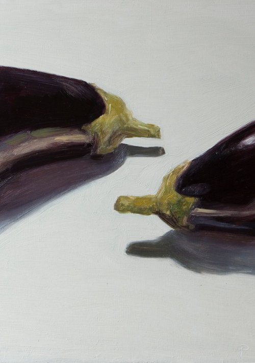 two eggplants on white by Olivier Payeur