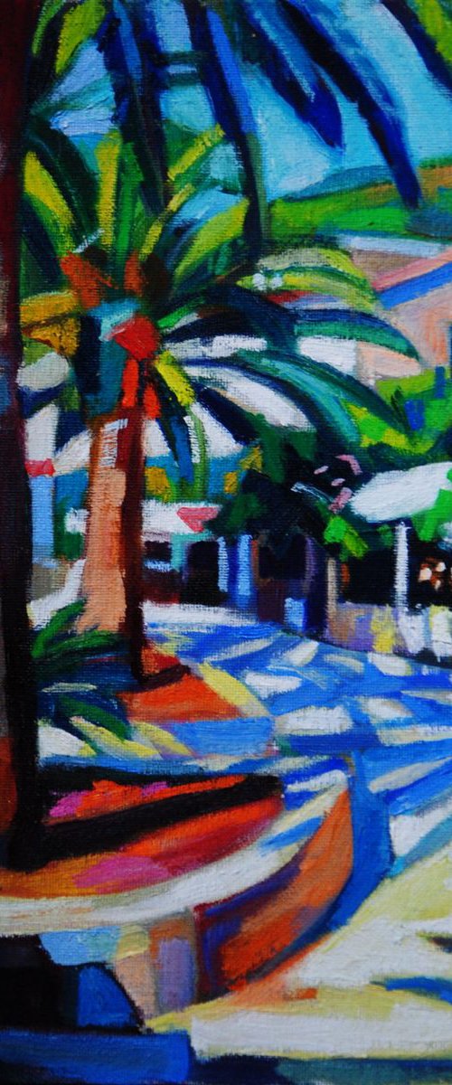 Street with a palm trees / 30 x 24 cm by Maja Đokić Mihajlović