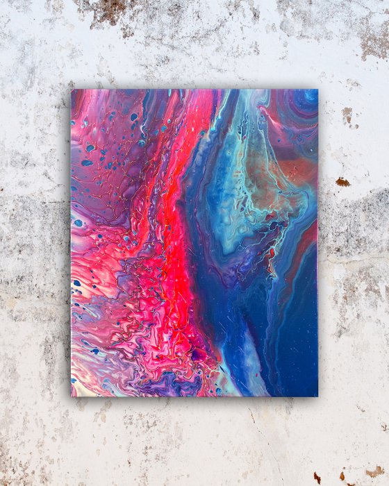 "Duality" - FREE USA SHIPPING - Original Abstract PMS Fluid Acrylic Painting - 16 x 20 inches