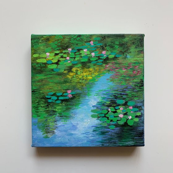 Monets Garden ! Small Painting!!  Ready to hang