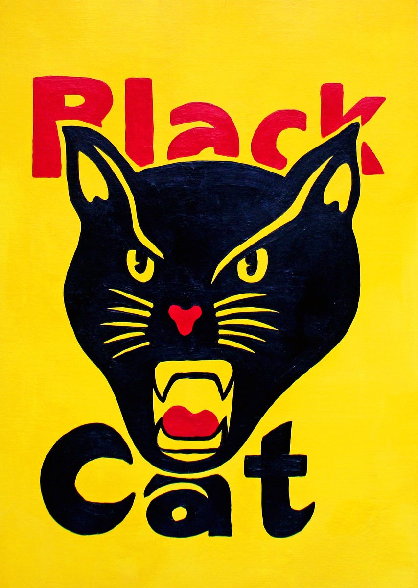 Black Cat Fireworks Painting by Ian Viggars