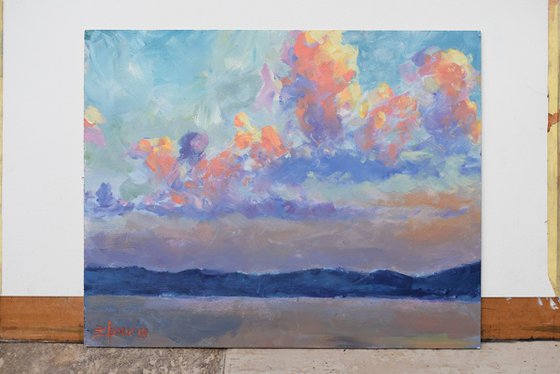 Seascape with big clouds