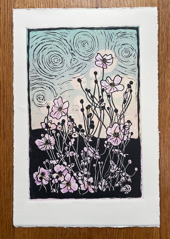 Anemones -  Linocut