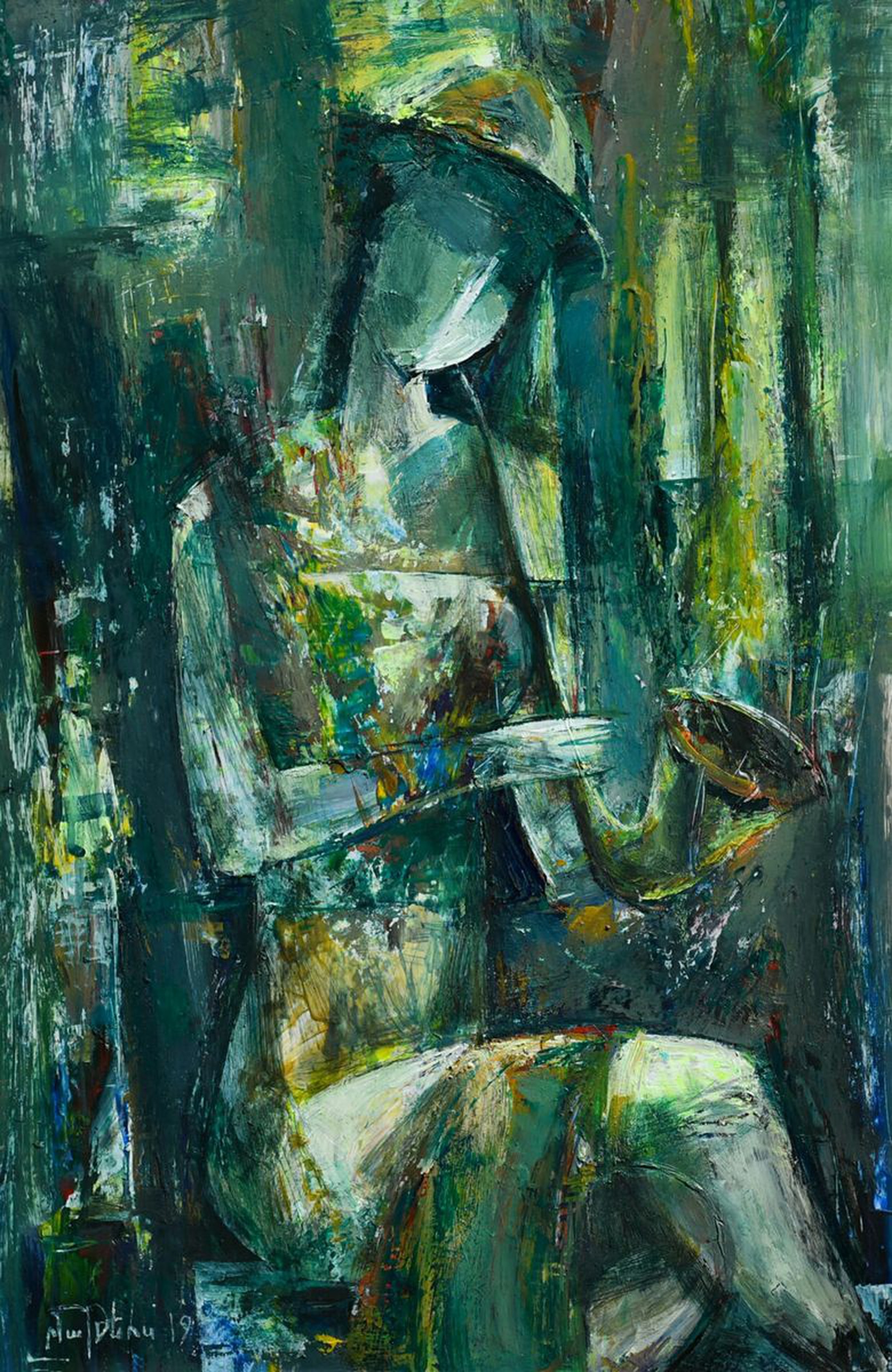 Girl With Saxophone 32x48cm Oil Painting Paper Artfinder