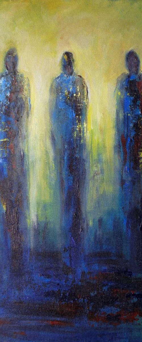 Trinity II Yellow Blue Figure Abstract - 24x18 by BenWill