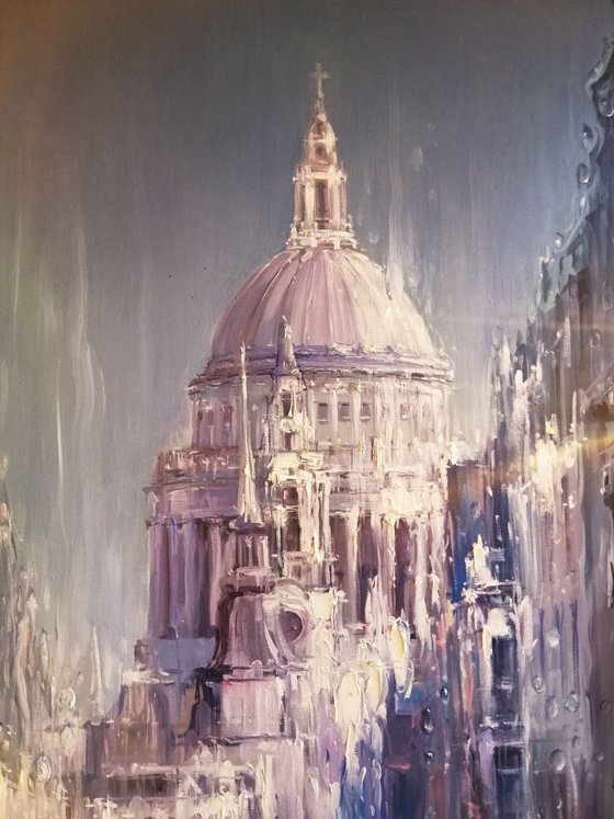 " London Rain" large oil painting by Artem Grunyka