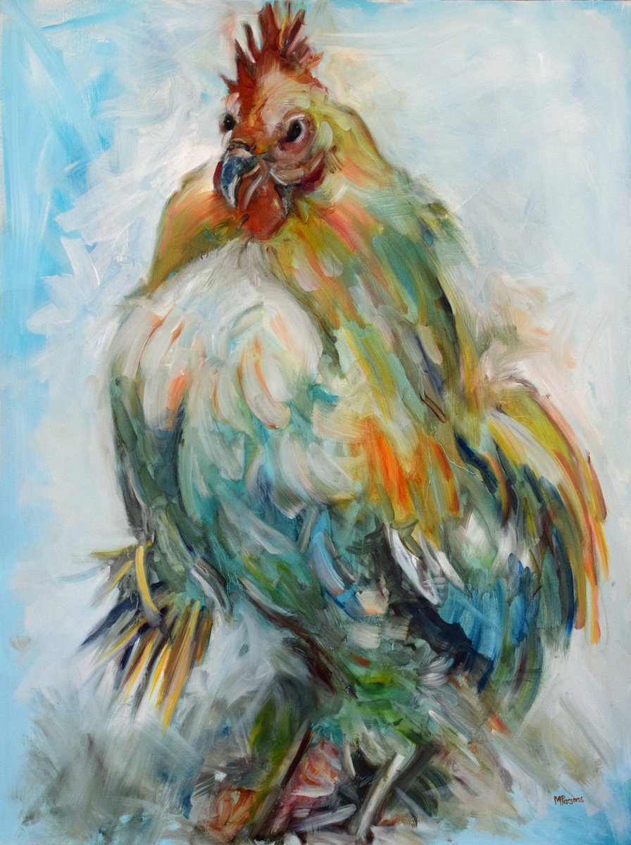 Expressive Animal Oil Painting By Michelle Parsons, 30 X 40", Cio, Original Artwork