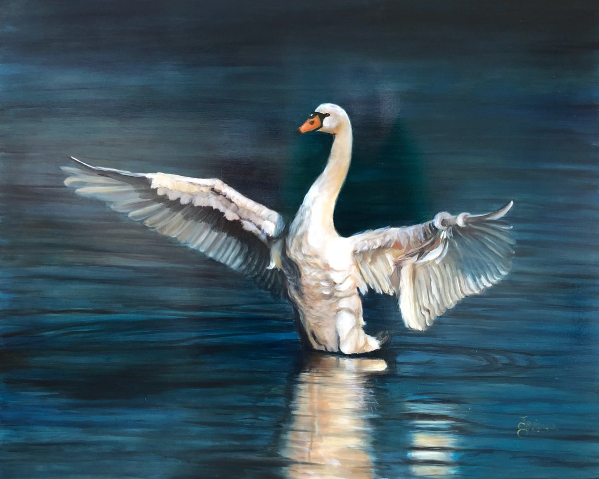 Photorealistic Oil Painting , Swan By Jennie Smallenbroek, 43 X 35, Artwork For Sale On Artfinder