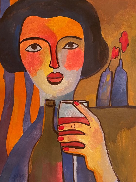 The girl with wine