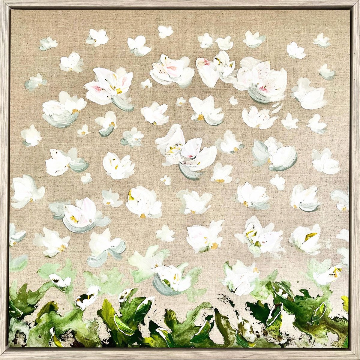 Organic Botanical Acrylic Painting By Corinne Natel, 25 X 25, To Be With You #71, Original Artwork