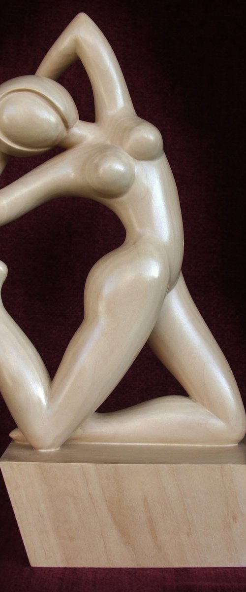 Nude Woman Wood Sculpture GYMNAST by Jakob Wainshtein