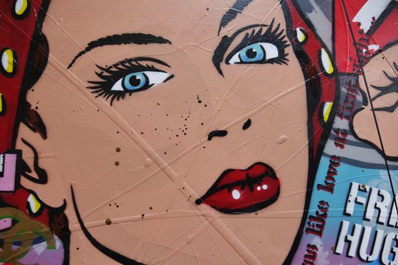 Rosie Valentine 120cm x 100cm Rosie The Riveter Textured Urban Pop Art