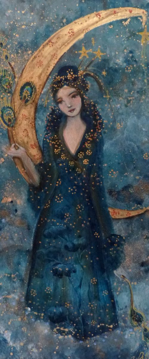 "La délicatesse bleue".20x40cm on wood. by Loetitia Pillault