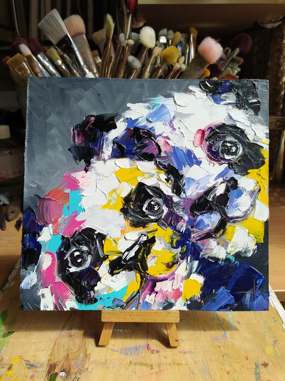 Pandas in love - pandas, animals, oil painting, panda, love pandas, love, animals oil painting