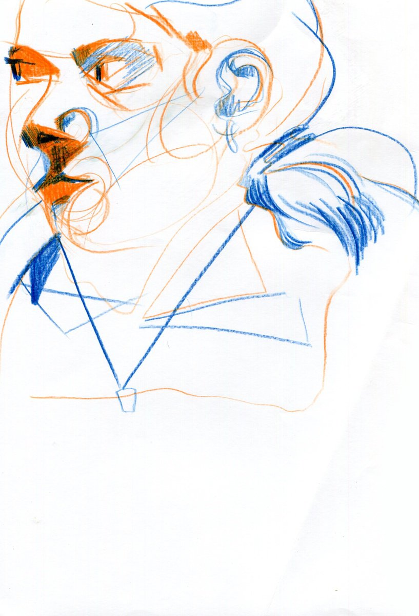 Girl portrait in blue and orange by Hannah Clark