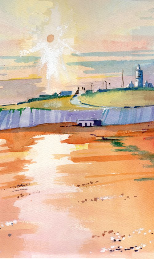 A Stroll along the Beach. Joss Bay, North Foreland Lighthouse, Broadstairs by Peter Day