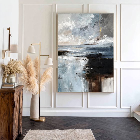 Where Silver Skies Meet Firelight-seascape