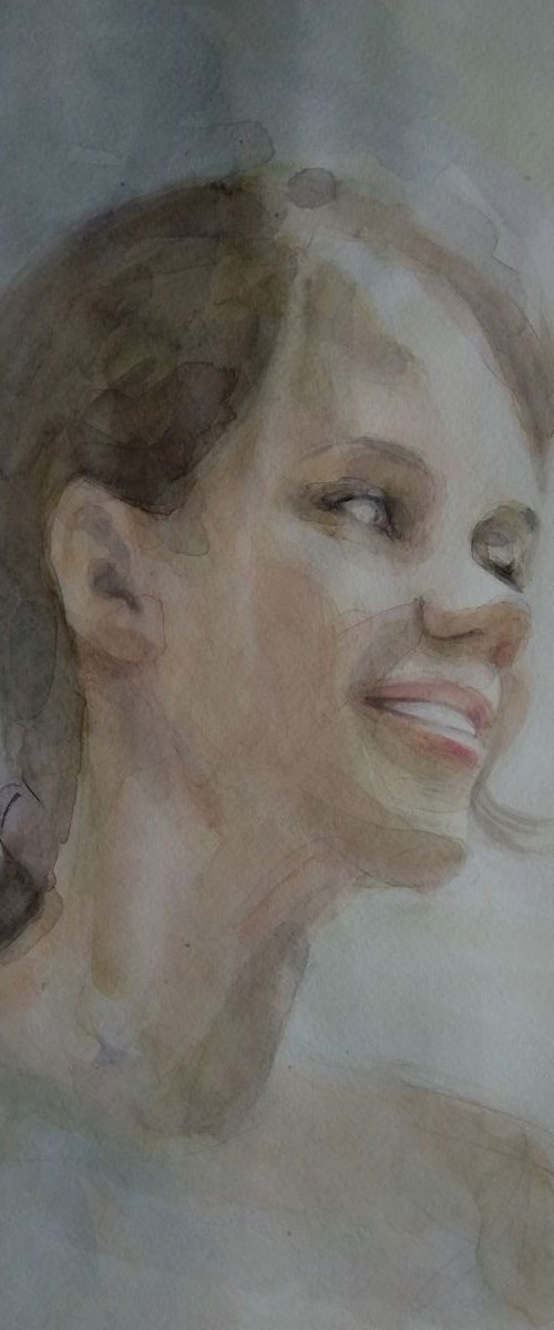 Watercolor portrait (30x43cm, watercolor, paper, portraiture) by Kamsar Ohanyan