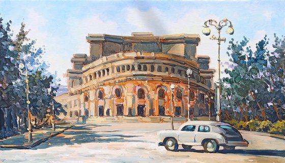 Cityscape - Yerevan - Opera (50x30cm, oil painting, ready to hang)