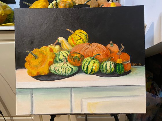 Still life with pumpkins