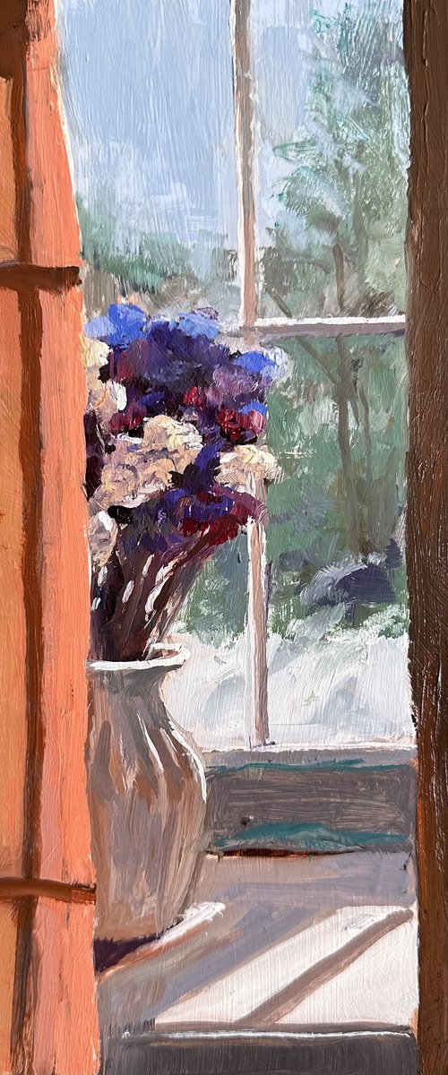 Flowers in a window by Toni Swiffen