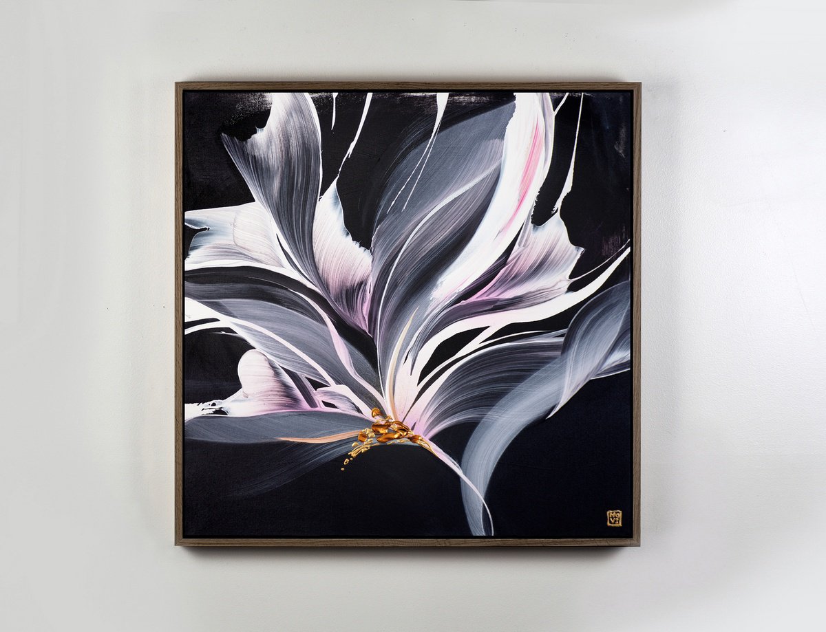 Abstract Acrylic Painting By Novi Lim, 25 X 25", Nighttime Nuance Ii, Original Artwork