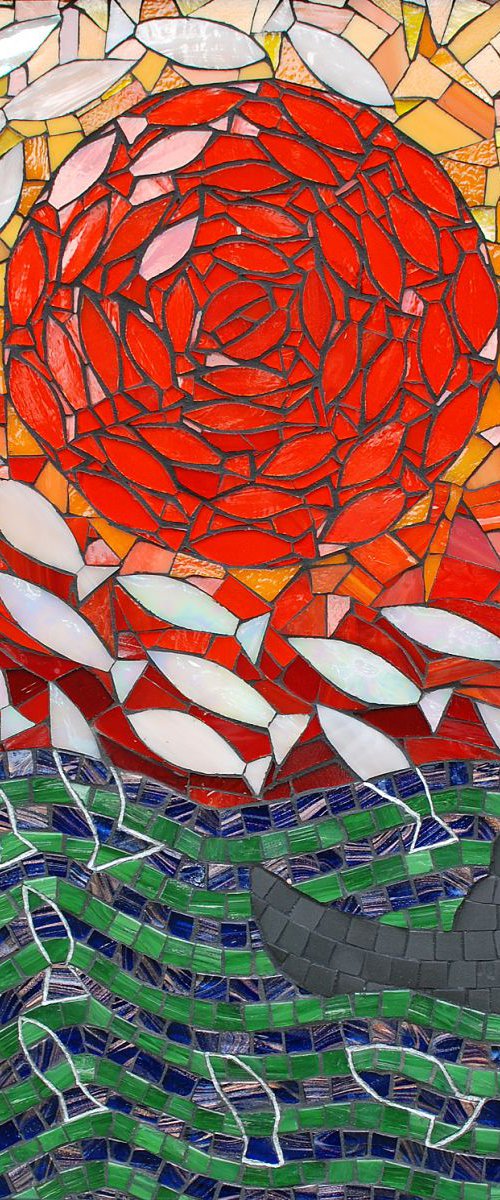 "Where All the Fish Go", glass and ceramic mosaic art by Kate Rattray