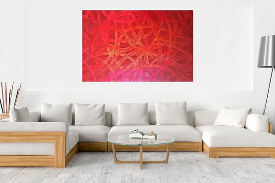 Despite the time  - extra large  red abstract painting