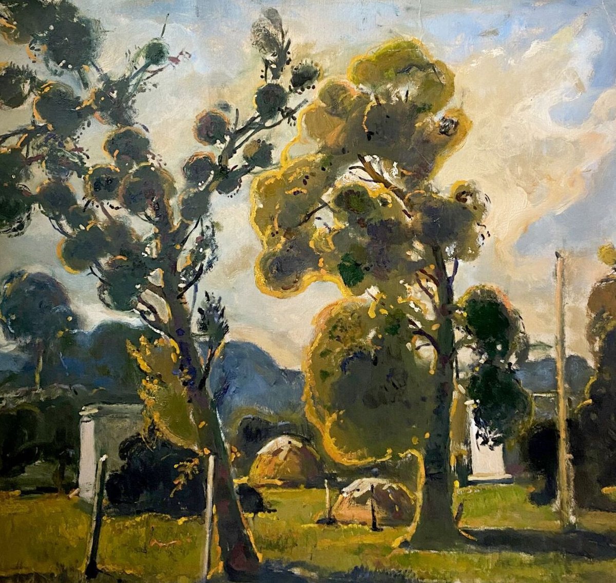 Impressionistic Landscape Oil Painting By Oleg And Alexander Litvinov, 23 X 21", Evening Outskirts, Original Artwork