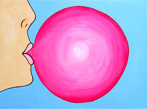 Pop! Bubble Gum Bubble Pop Art Painting On Canvas