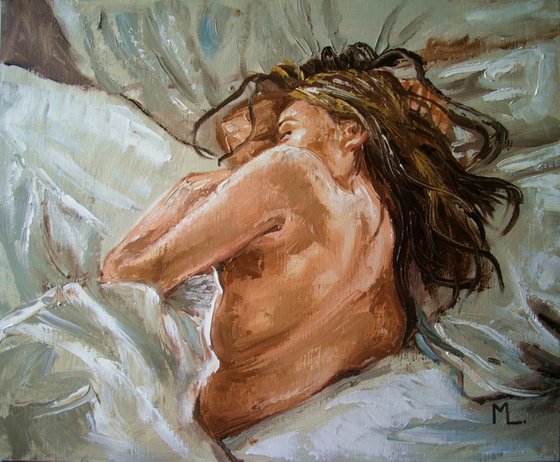 " MONDAY 11 am  ;) " - original oil painting on canvas, palette knife