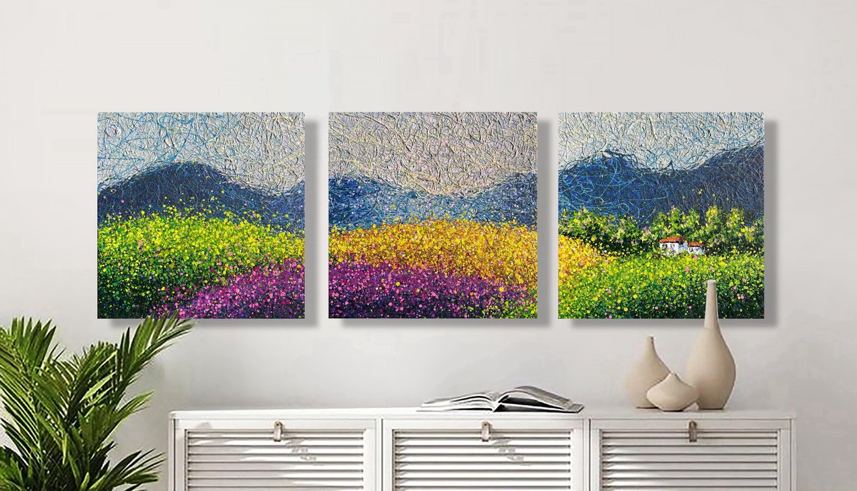  Lavender Dreams Of Tuscany - Triptych By Nadiia Antoniuk, 59 X 20, Artwork For Sale On Artfinder