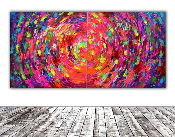 Gypsy Skirt Rounded III - 160x80 cm - XXL Large Modern Abstract Big Painting - Ready to Hang, Office, Hotel and Restaurant Wall Decoration