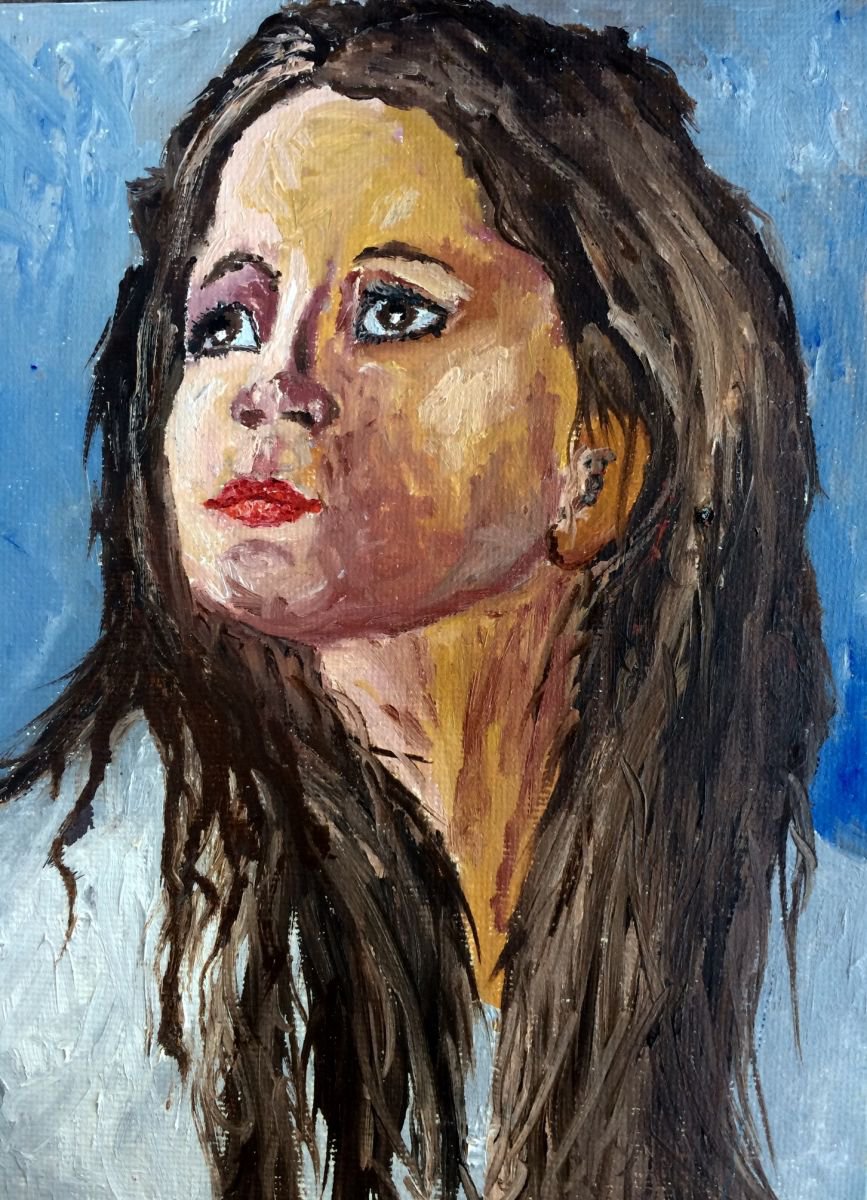 Impressionistic Portrait Oil Painting By Inna Montano, 6 X 8, Girl Portrait, Original Artwork