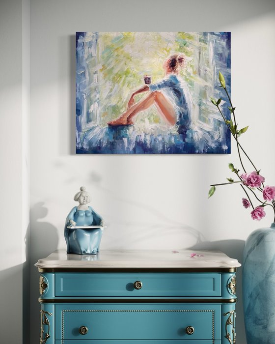 Girl near the window. Spring dreams