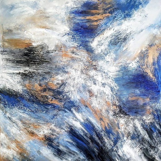 Up in the clouds 100x100cm Abstract Textured Painting