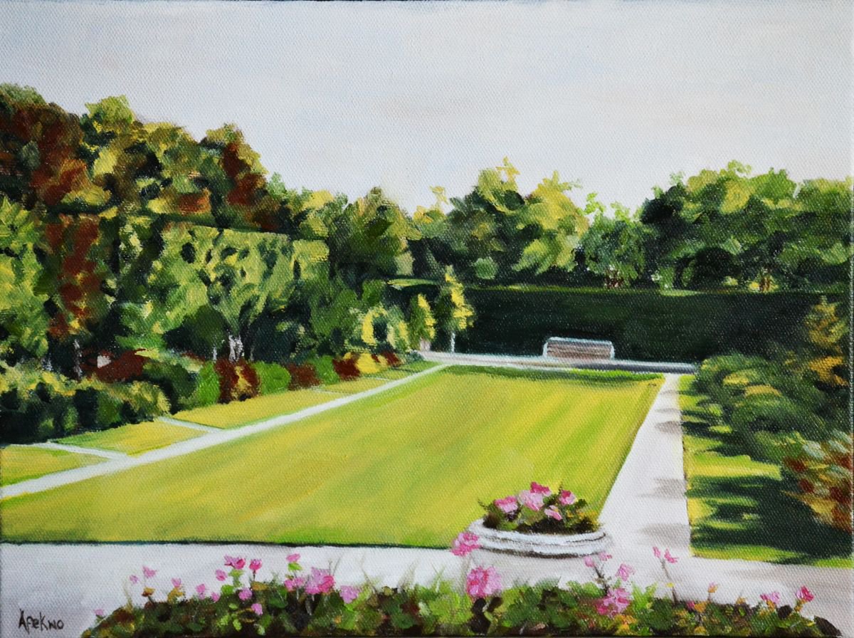 Impressionistic Landscape Oil Painting By Afekwo, 15 X 11, Artist Garden, Original Artwork