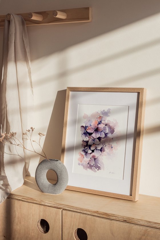 Watercolor Purple Hydrangea