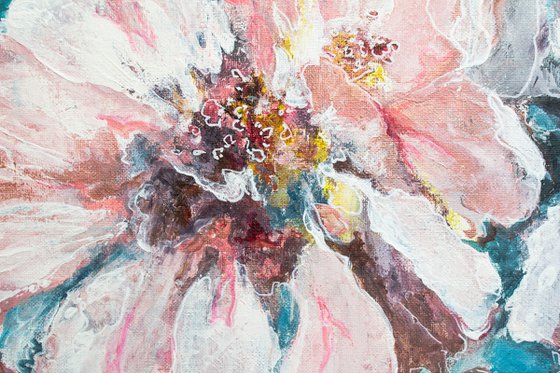 Impressionistic Flower painting in Acrylic LOVE MESSAGE