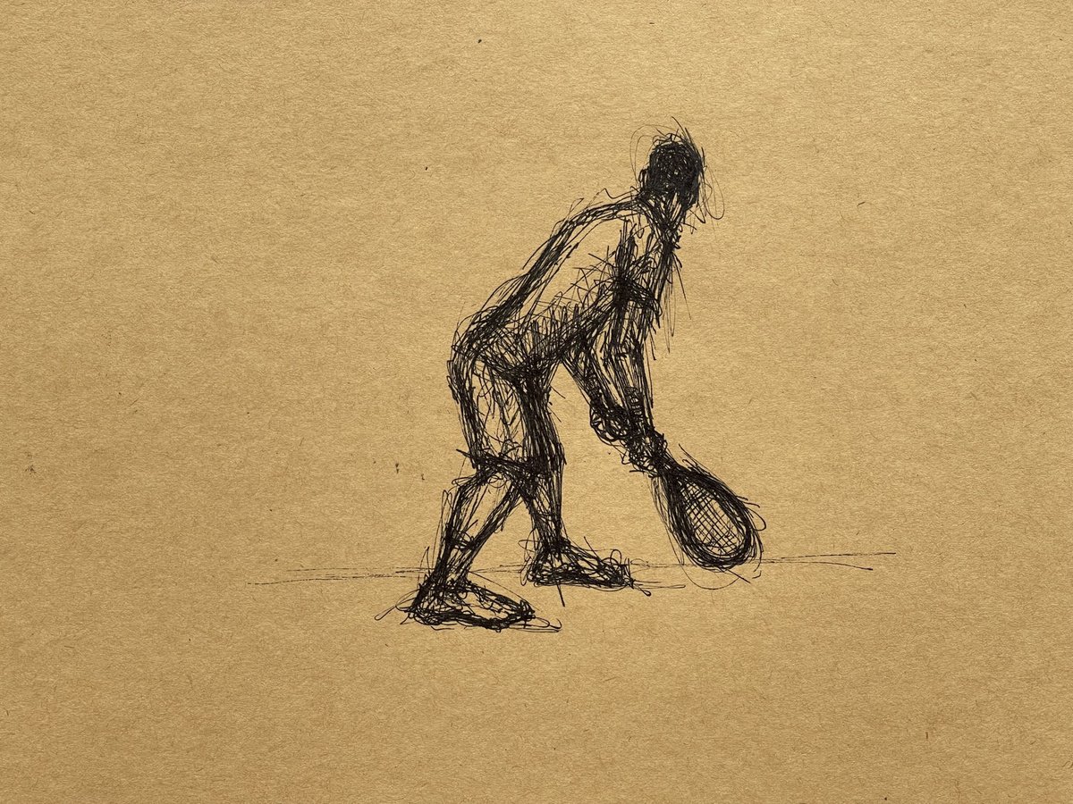 Expressive Portrait Ink Drawing By David Lloyd, 8 X 6, Service Motion 4, Original Artwork