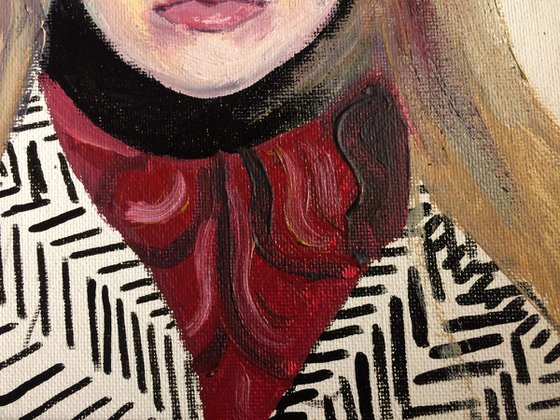 Self portrait in striped coat I