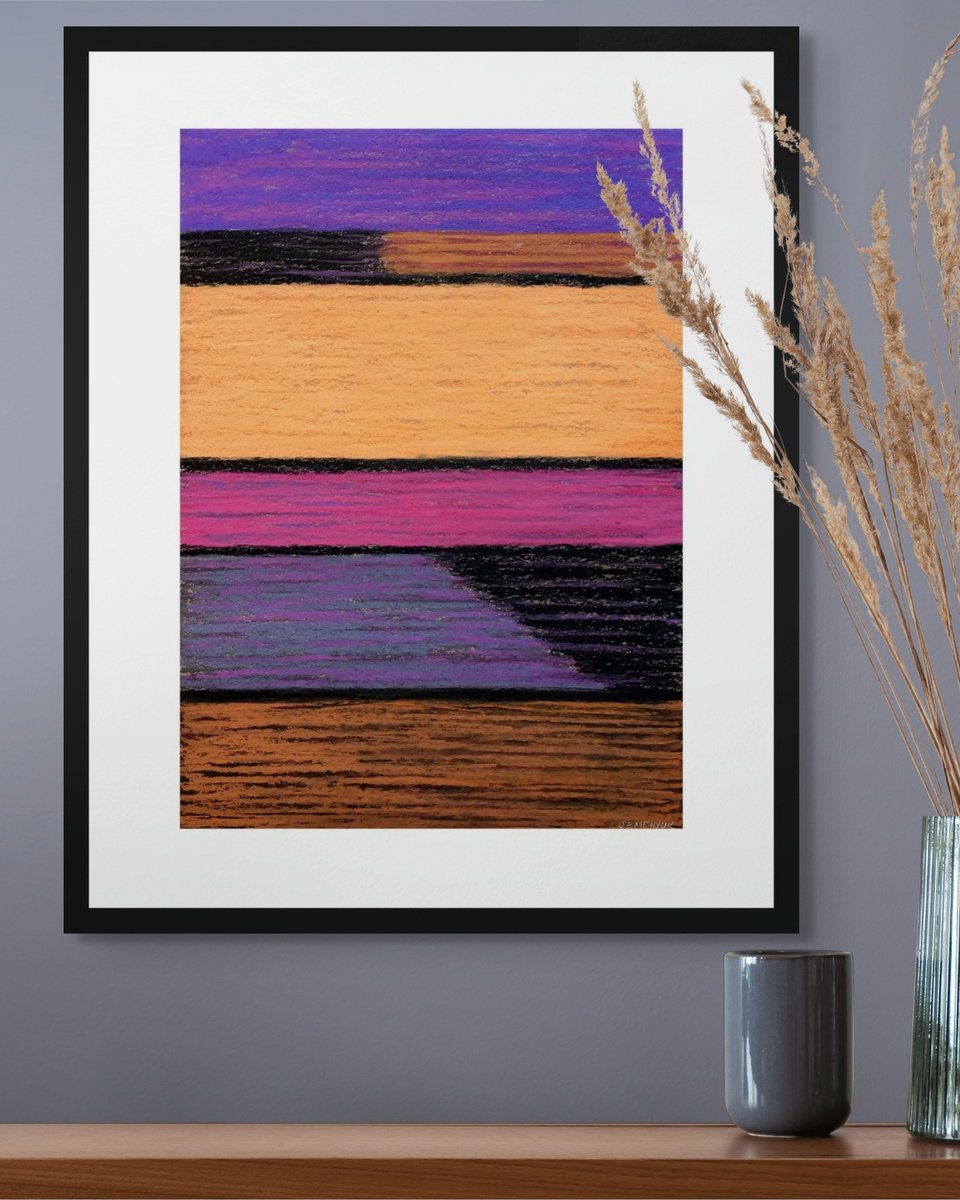 Abstract Pastel Drawing By Evgen Semenyuk, 16 X 20, Lavender Resonance, Original Artwork