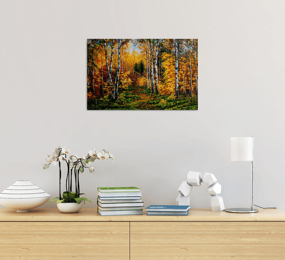 Birches in the autumn forest