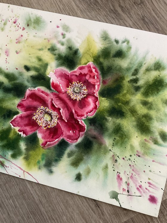 Roses, original watercolour painting