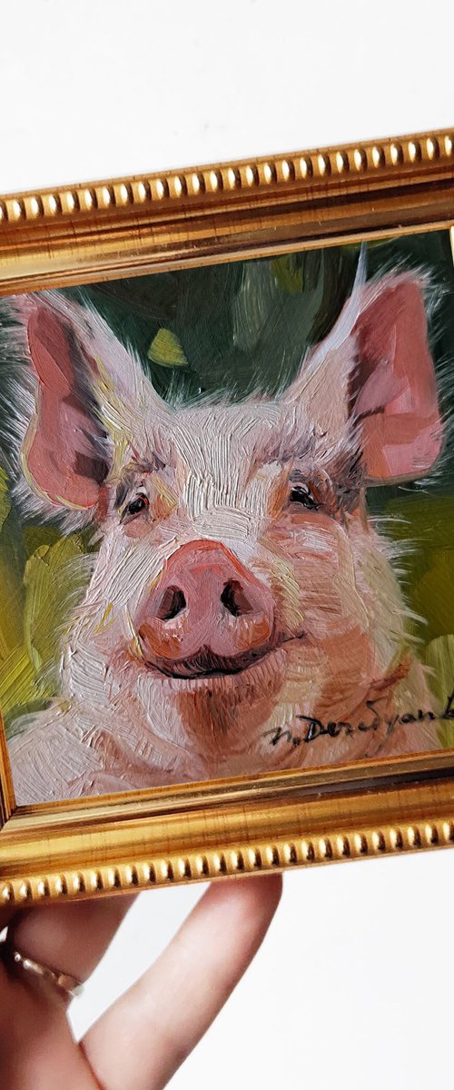 Pig painting by Nataly Derevyanko