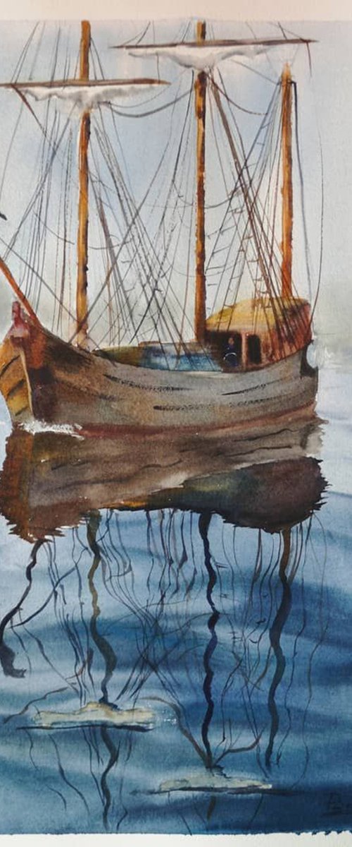 Yacht in the sea by Olga Tchefranov (Shefranov)